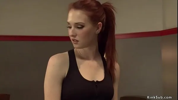 Watch Redhead is machine fucked in gym power Movies