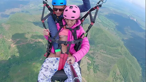 Watch Wet Pussy SQUIRTING IN THE SKY 2200m High In The Clouds while PARAGLIDING power Movies
